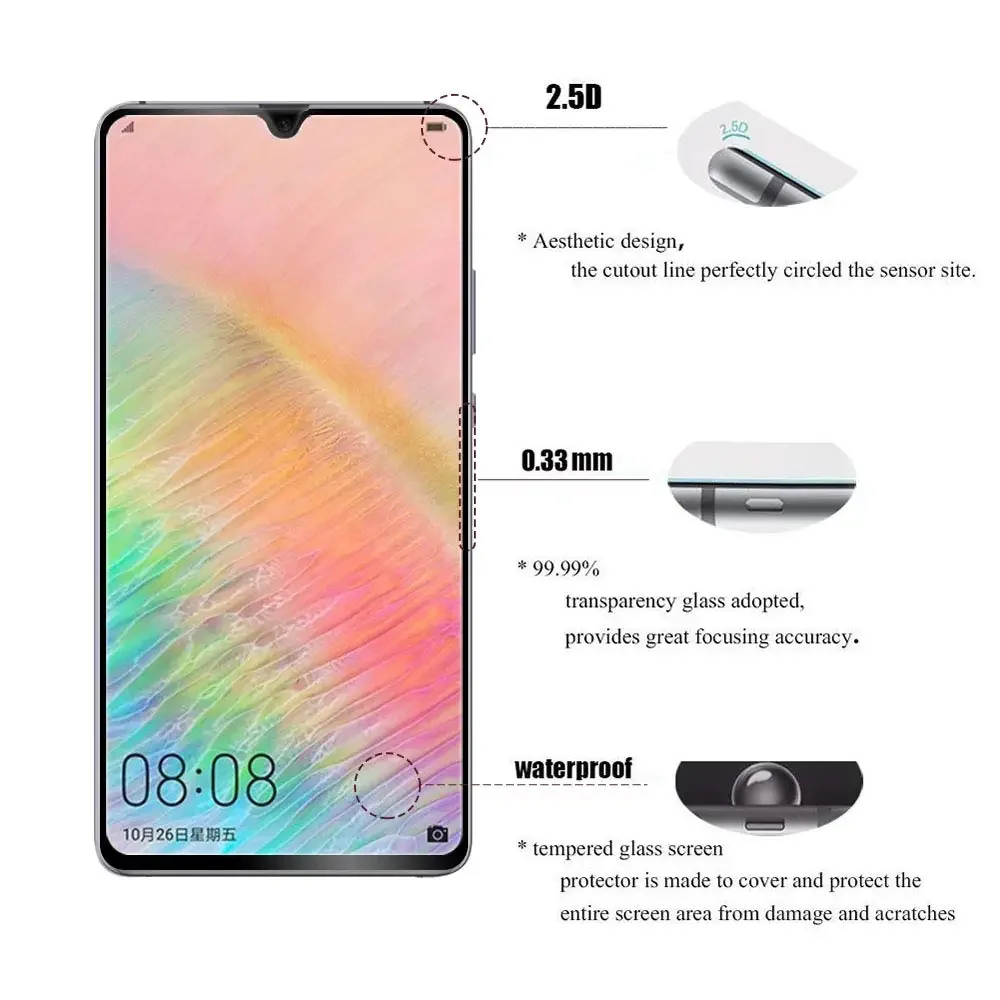 Cubierta completa de vidrio templado negro 9H para Huawei Mate 70 60 Pura80Pro 70 Enjoy70X, película protectora de vidrio, Protector de pantalla con pegamento completo - imagen 3