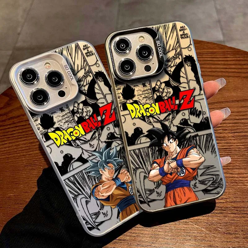 Anime d-dragon Ball Son Goku para iPhone 17 16 15 14 13 12 11 Air Pro Max Plus Mini funda plateada colorida para teléfono