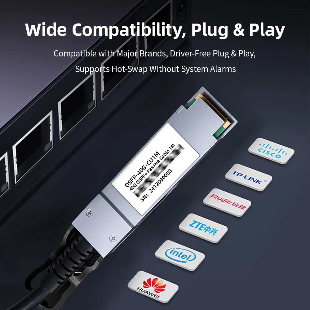 Cable DAC HOOLNX 40G QSFP+, Twinax pasivo de cobre de conexión directa 0,5-7M, Compatible con Cisco, Huawei, HPE, Juniper, MikroTik, U - imagen 5