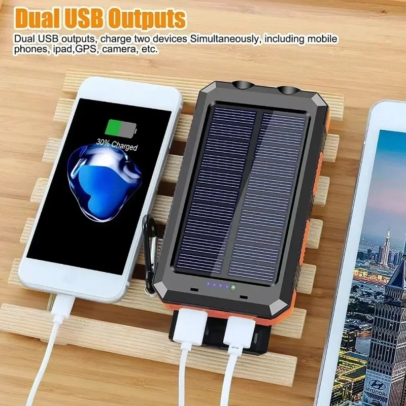 200000 Banco de energía Solar para exteriores, resistente al agua, mAh, USB Dual, cargador de teléfono móvil Solar para viajes al aire libre, bancos de energía solares para acampar - imagen 5