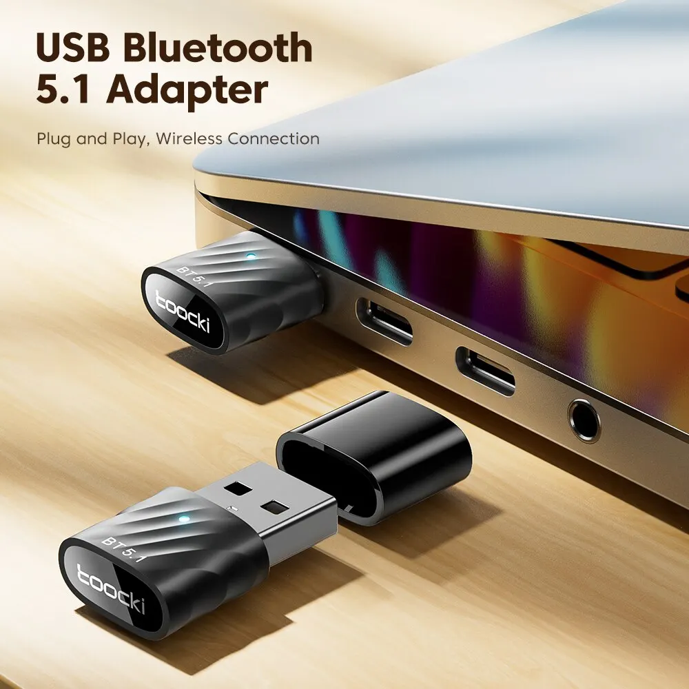 Toocki-Adaptador USB Bluetooth 5,1 para coche, receptor de Audio Dongle, altavoz para PC, altavoz, ratón inalámbrico, auriculares, teclado, transmisión de música - imagen 2