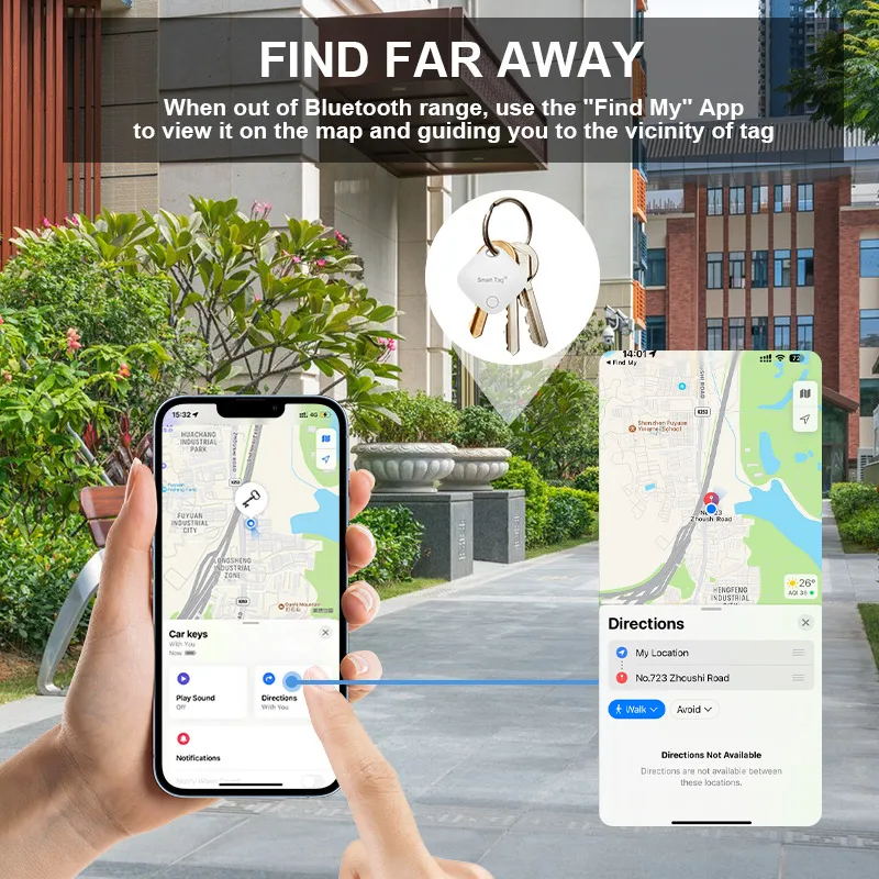 RSH-pista de aire con etiqueta inteligente genuina, funciona con Apple Find My Key Finder, rastreador de búsqueda, localizador GPS para niños, llavero para perros y gatos - imagen 5