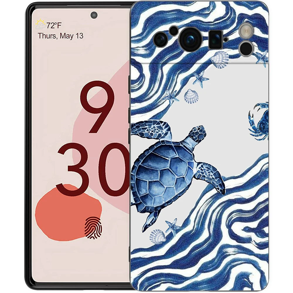 Funda de teléfono con tema Ocean Life para Google Pixel 10 9 8 7 6 Pro XL 9A 8A 6A 7A 5G, funda negra de TPU suave a prueba de golpes - imagen 4