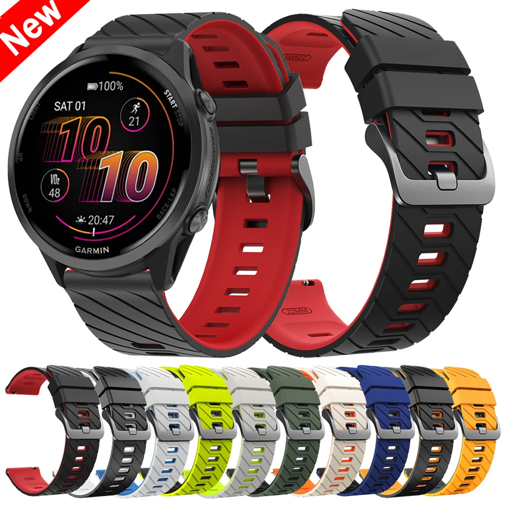 Para Garmin Forerunner 570 47mm 265 255 correa de reloj deportiva para Garmin Venu 2 3 4 45mm/Vivoactive 4 correa suave pulsera de silicona de 22mm
