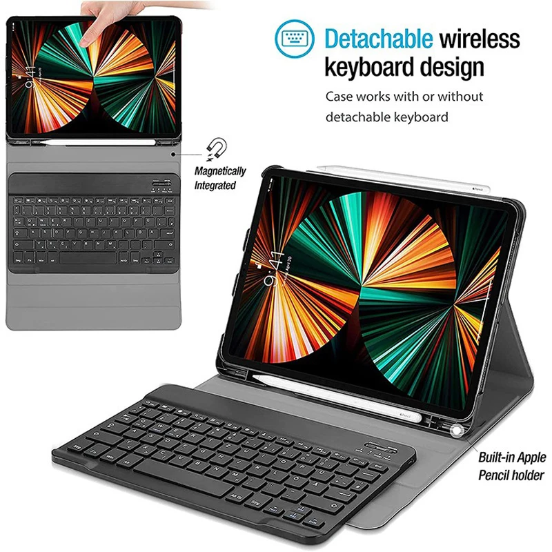 Para iPad Air 11 pulgadas 2024 2025A2902 A2903 A2904 funda con teclado, teclado inalámbrico desmontable + funda para tableta iPad air 4th 10,9 5th 10,9 " A2072 A2316 A2324 A2325 A2588 A2589 A2591 Funda - imagen 4