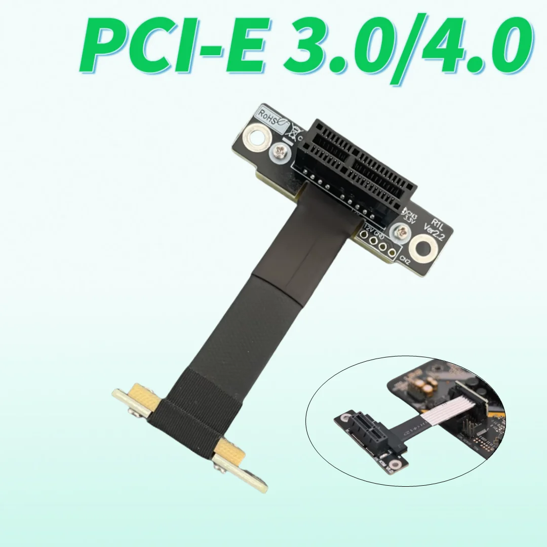 2025 nuevo doble ángulo recto de 90 grados PCIe 3,0 4,0x1 a x1 Cable de extensión R11SL-TL PCI Express 1x extensor de cinta de tarjeta elevadora - imagen 2