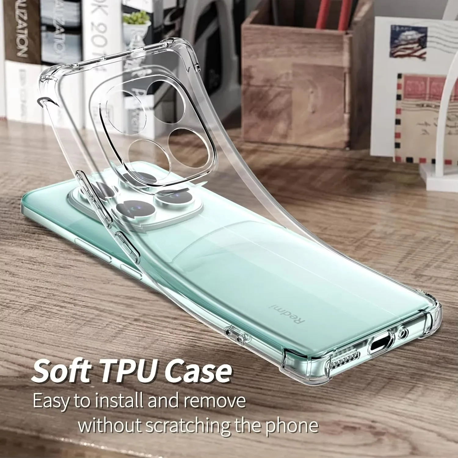 Funda de teléfono con Airbag de silicona suave a prueba de golpes para Redmi Note 14 13 12 Pro Plus cubierta transparente - imagen 2