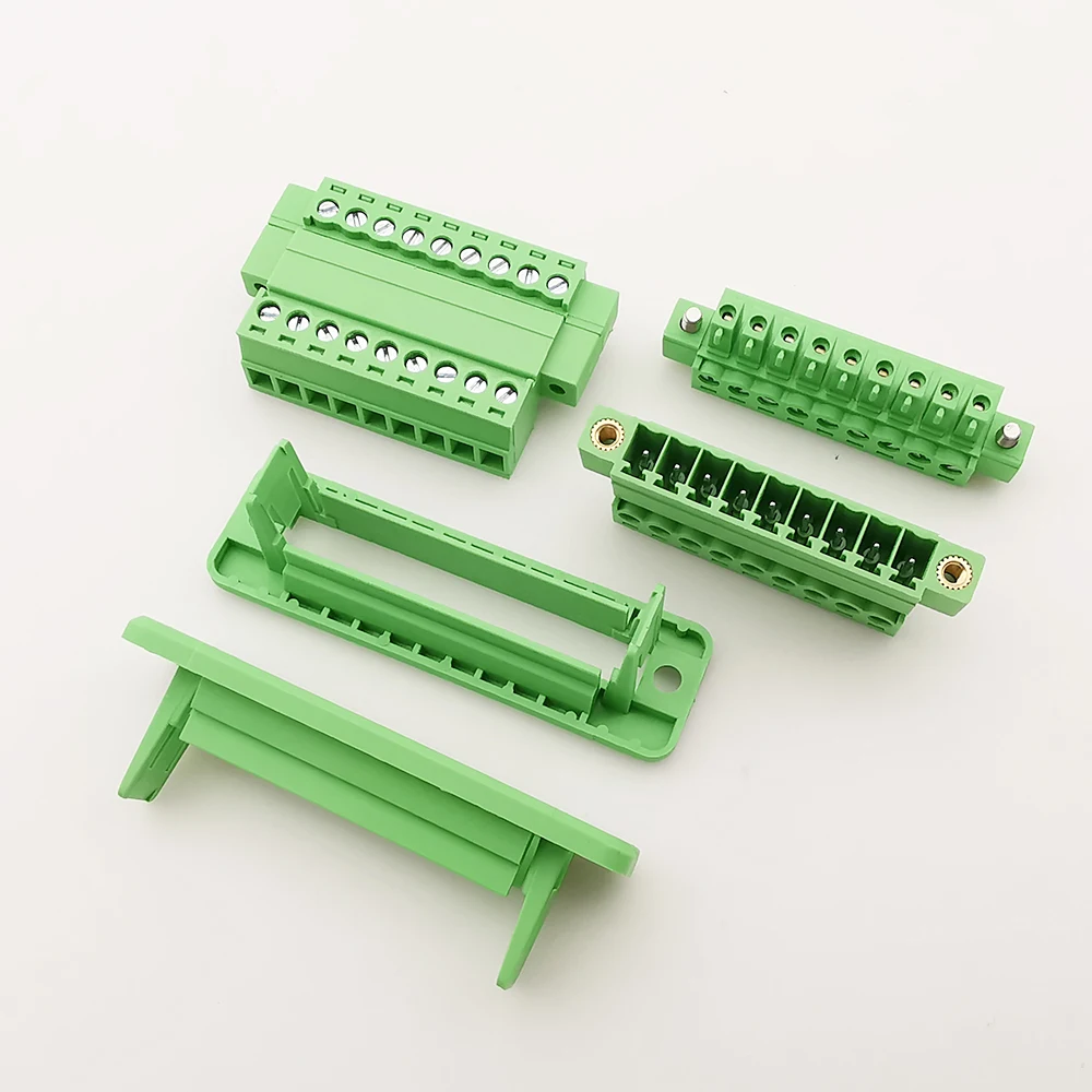 1/2 juegos de bloque de terminales de 3,81mm a través de la pared sin soldadura tipo enchufable 2P/3P/4P/5P/6P/8P/9P/10P/12P 3,81mm con Panel fijo de brida - imagen 5