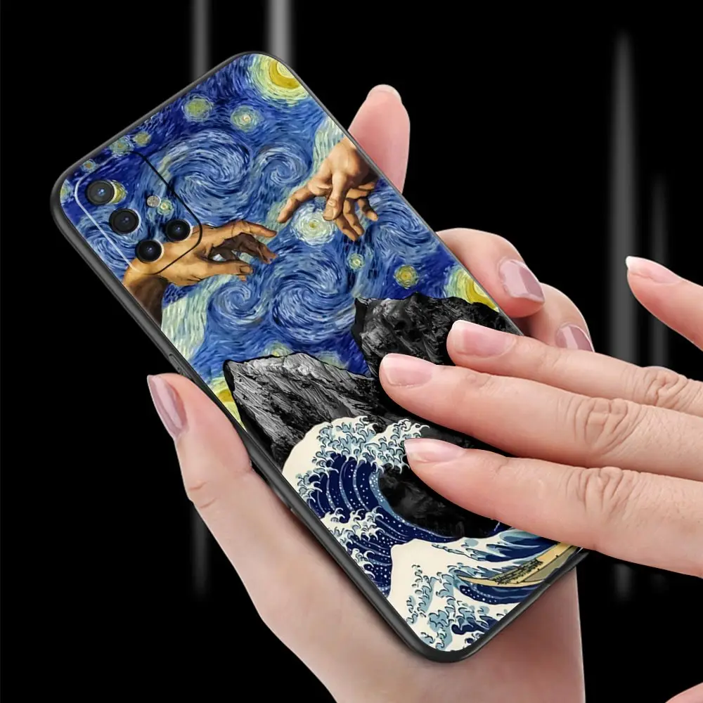 Funda de teléfono de arte al óleo Mona Lisa Van gogh para OnePlus 10 9 Pro 9T 10R 9R 9RT 8T 8 7 6T 7T Nord 2T CE 2 5G N200 N10 N100, cubierta negra - imagen 2