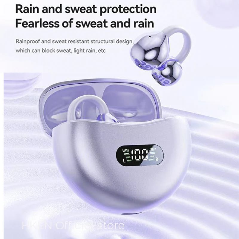 Auriculares inalámbricos con Clip para oreja abierta, cascos deportivos Bluetooth 5,4 resistentes al agua con estuche de carga y pantalla LED de alimentación - imagen 4