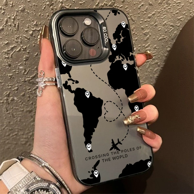 Funda básica de TPU con diseño de marcado de ruta de avión negra para Xiaomi Redmi 15C 13 12 14C 13C Redmi Note 14 Pro Plus 5G 12S 11 10