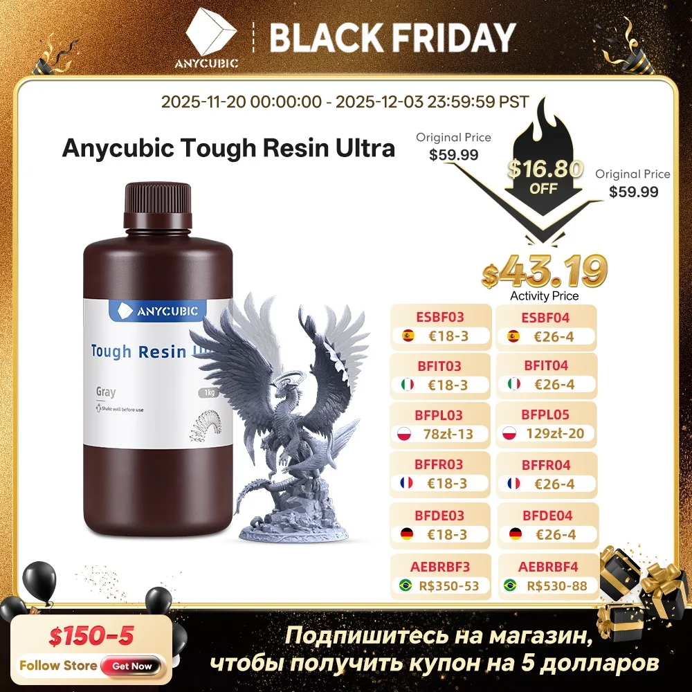 ANYCUBIC Tough Resin Ultra Strong Impact Resistance Flexible with Excellent Rebound Low-Odor For Photon Mono 2 LCD Printers - imagen 2