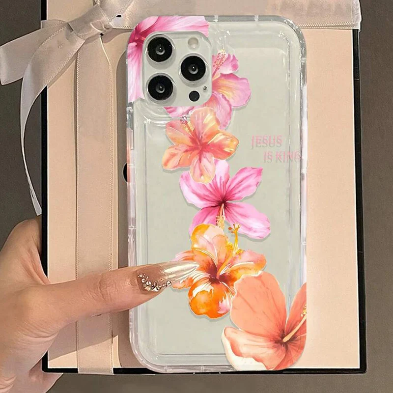 Funda de teléfono transparente con estampado de flor de lirio realista para iPhone 16E 16 15 14 13 12 11 Pro Max XS XR X 7 8 15 16 Plus SE cubierta a prueba de golpes - imagen 4