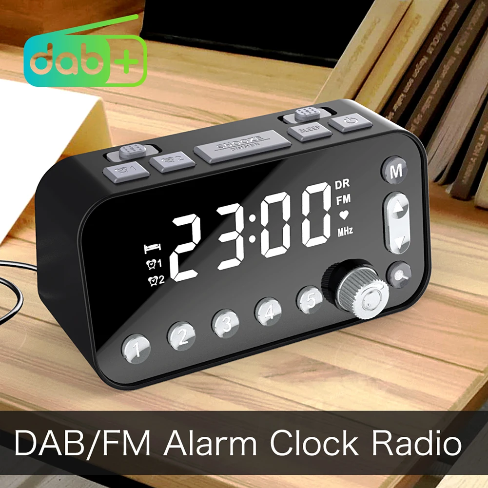 A1 DAB Radio FM pantalla LED retroiluminación ajustable alarma volumen despertador reloj - imagen 3
