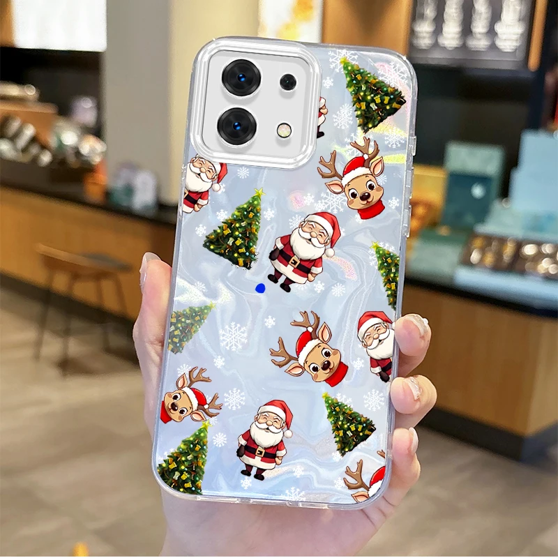 Funda de teléfono navideña con muñeco de nieve y alce de Papá Noel para Redmi Note13 12 11 10 9 Pro Plus 14C 13C 12C 10C 9C A2 A1, funda dura a prueba de golpes - imagen 4
