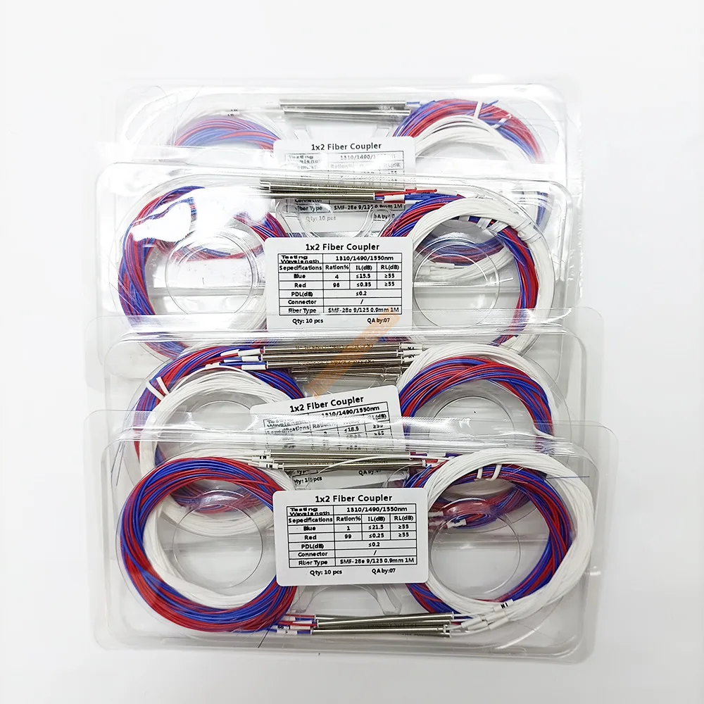 10 Uds óptico FBT sin conector divisor 1X2 0,9mm desequilibrado 1/99 2/98 3/97 4/96 5/95 10/90 diferentes tipos - imagen 2