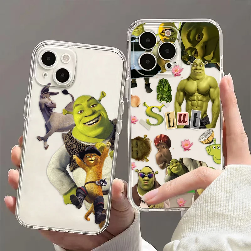 Funda de teléfono con dibujos divertidos Shreks para iPhone 16 15 14 13 12 11 Mini Pro Max X XR XSMax 7 8 Plus SE20 Funda transparente