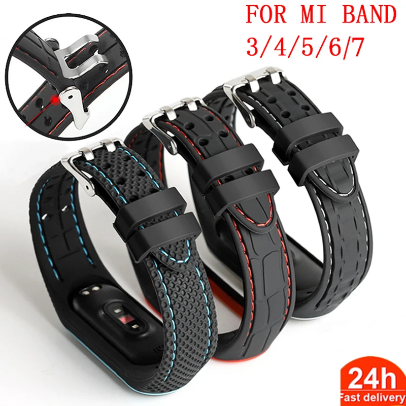 Pulsera para Mi band 7 6, correa deportiva, correa de silicona, repuesto de reloj inteligente, pulsera para Xiaomi mi band 3 4 5 6 - imagen 2