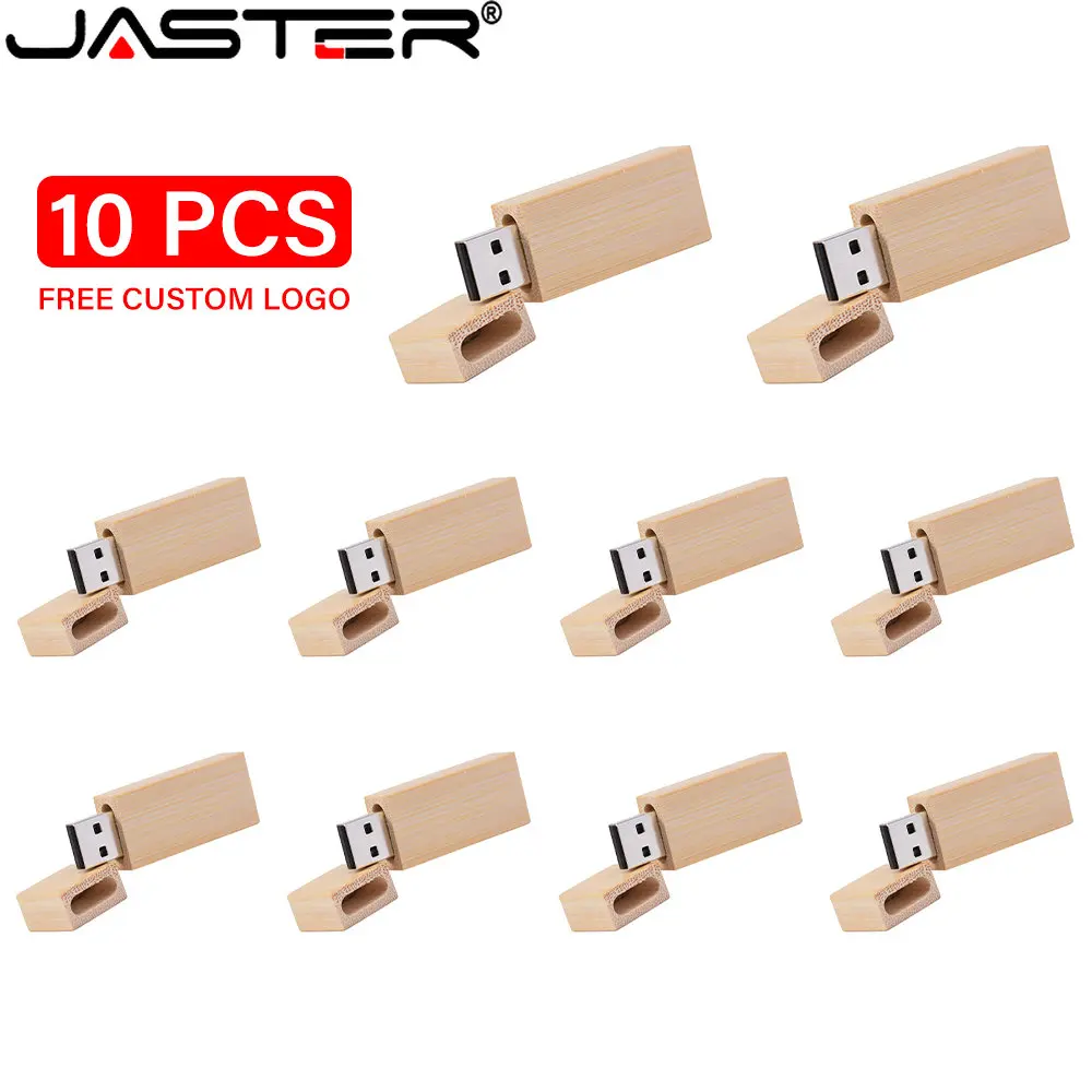 JASTER-Unidad Flash USB 2,0 de madera, pendrive personalizado de 128GB, 64GB con caja de memoria, 32GB, disco U carbonizado de 16GB, 10 piezas - imagen 4