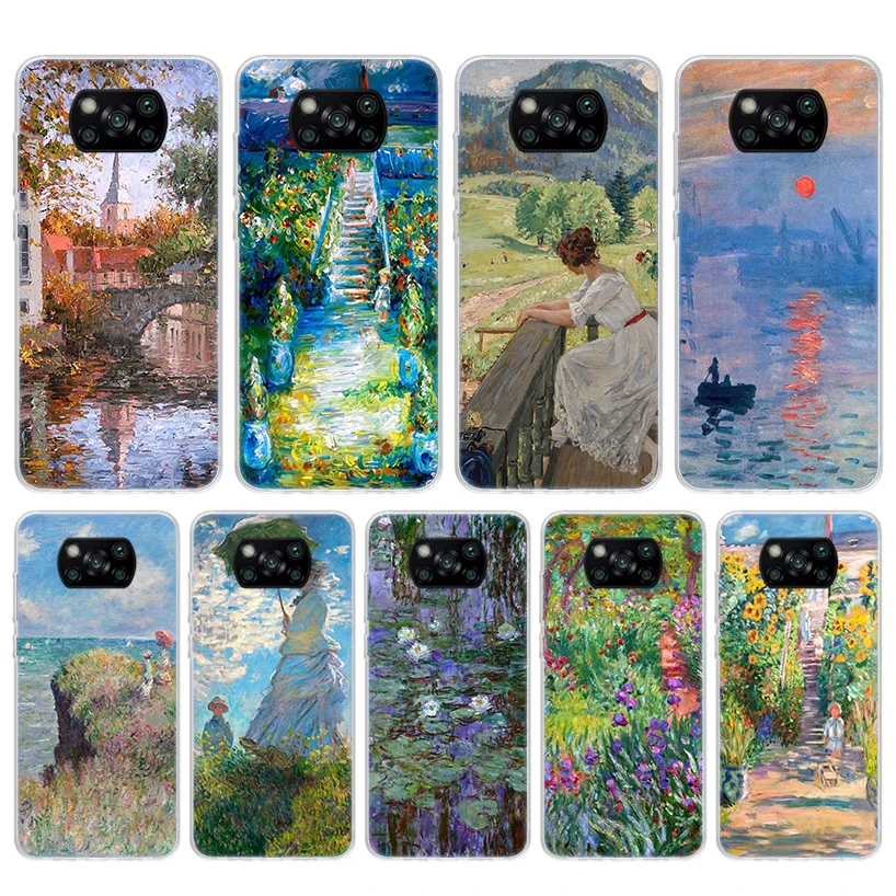 Funda de teléfono de silicona Claude Monet Garden Lotus Bridge para Xiaomi Poco X3 Nfc X5 X6 X7 F7 Ultra F6 F5 Pro M5S M5 X4 F4 GT M4 M3 F3