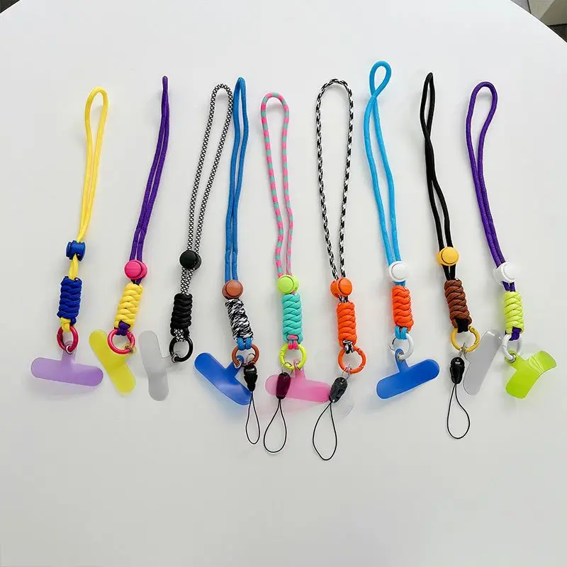 Cordón trenzado Universal para teléfono móvil, cadena colgante, cordón de anillo con parche, correa para muñeca para funda de teléfono móvil, llavero de cuerda - imagen 5