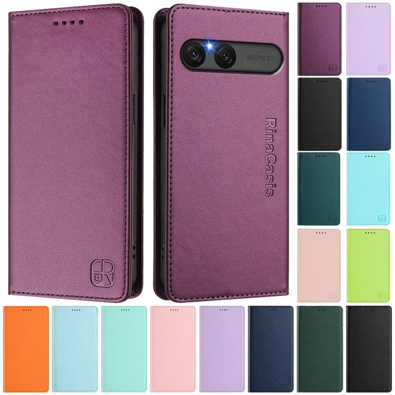 Funda de teléfono con ranuras para billetera, Funda para teléfono Etui Sony Xperia 10 Vii, Funda Sony 1VII 10VII con soporte magnético, 1 VII - imagen 2