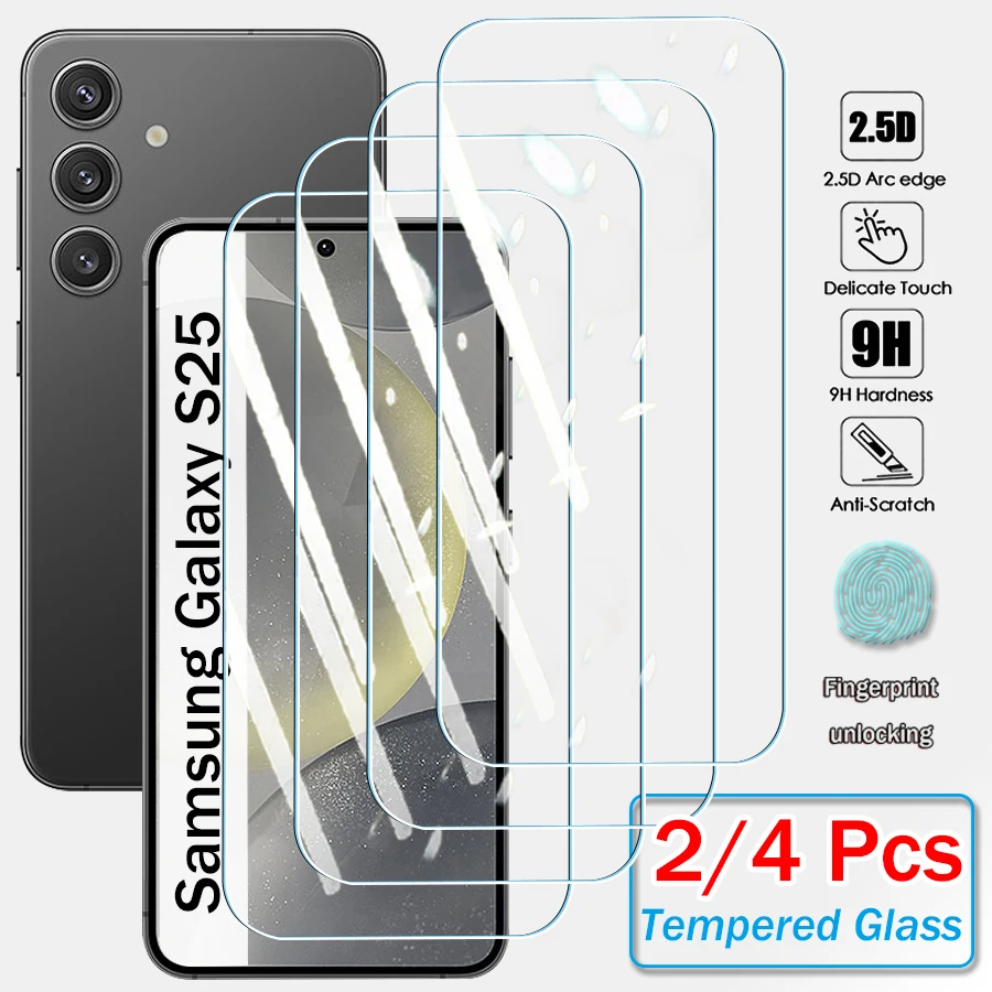 Protector de pantalla de vidrio templado para Samsung Galaxy S25 S24 Plus Ultra S23 S22 Plus FE, cubierta protectora transparente, 2/4 Uds.