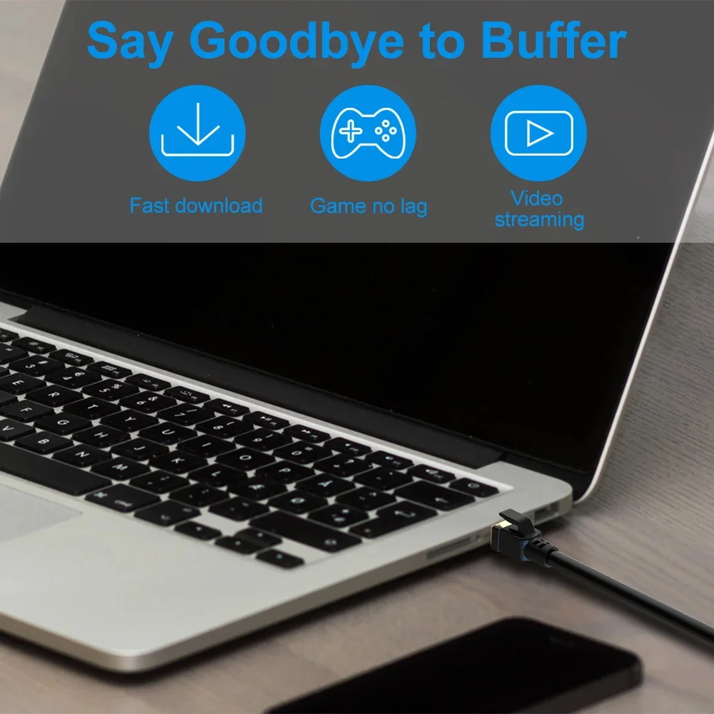 FSU-Cable Ethernet CAT8 para enrutador, Conector de conexión de red Lan, Internet RJ 45, ordenadores portátiles, 40Gbps, 2000MHz, CAT 8, RJ45 - imagen 2