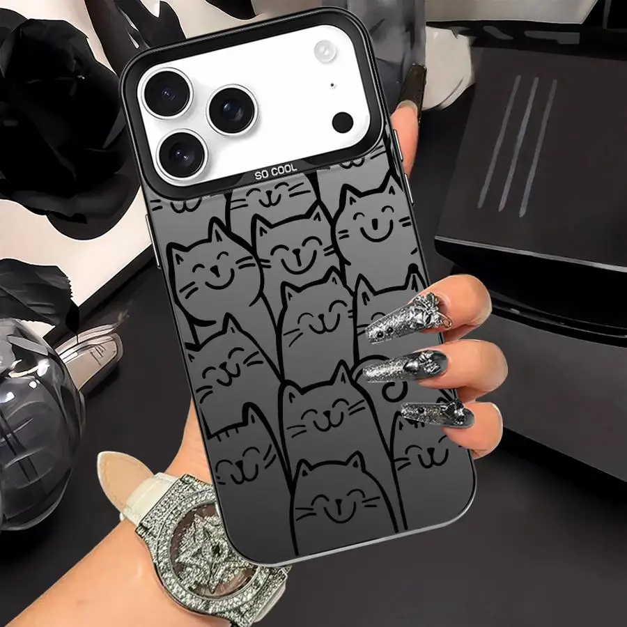 Funda de gato de dibujos animados para iPhone 16e 12 13 XR 15 Plus 17Air 11 16 17 Pro Max 14 XS funda trasera para teléfono - imagen 4