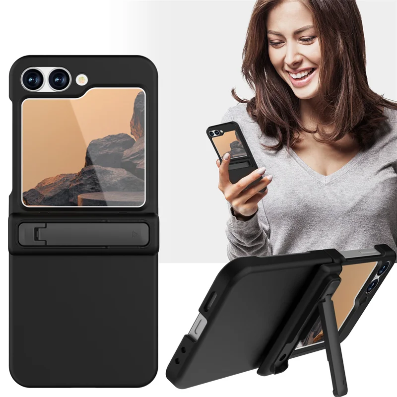 Para Samsung Galaxy Z Flip 6 5G Moda 360 ° Funda protectora a prueba de golpes con soporte para teléfono, protector de pantalla con bisagra totalmente protegida - imagen 3