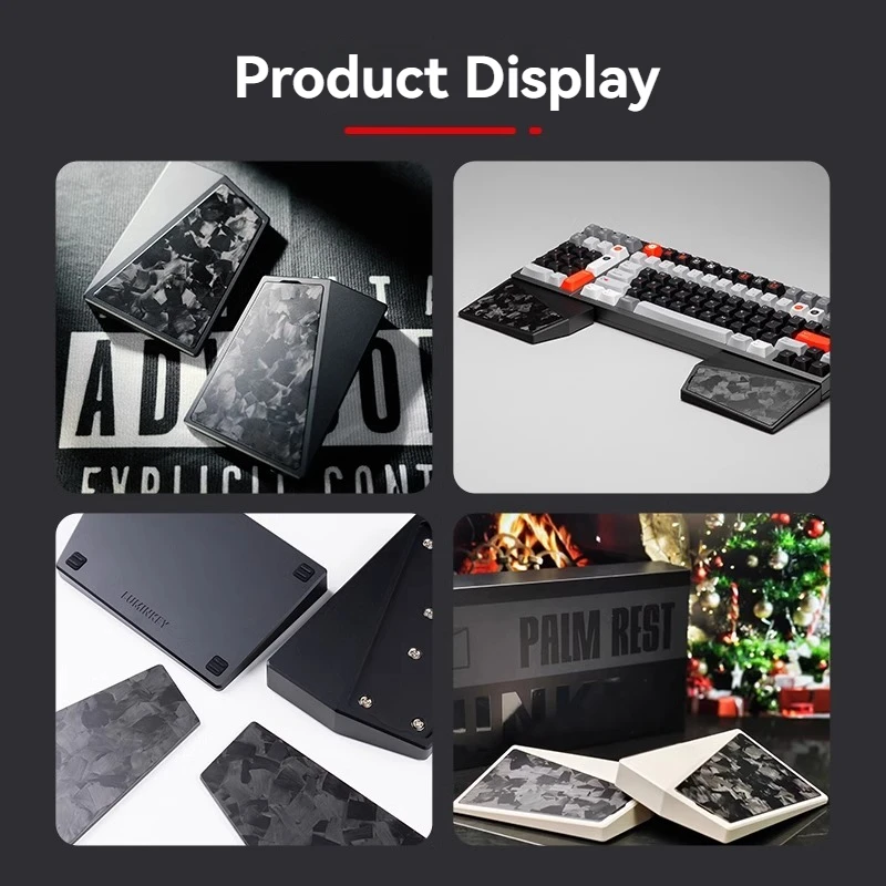 LUMINKEY-repos de manos para teclado, fibra de carbono forjada de Metal, aleación de aluminio, teclado Esports, accesorios de reposamuñecas personalizados - imagen 4