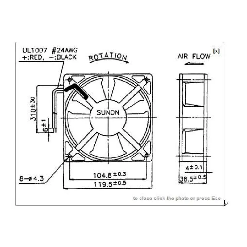 Ventilador de refrigeración KD2412PMBX-6A, convertidor de 24V, 6,7 W, 120mm, 12038 para SUNON - imagen 2