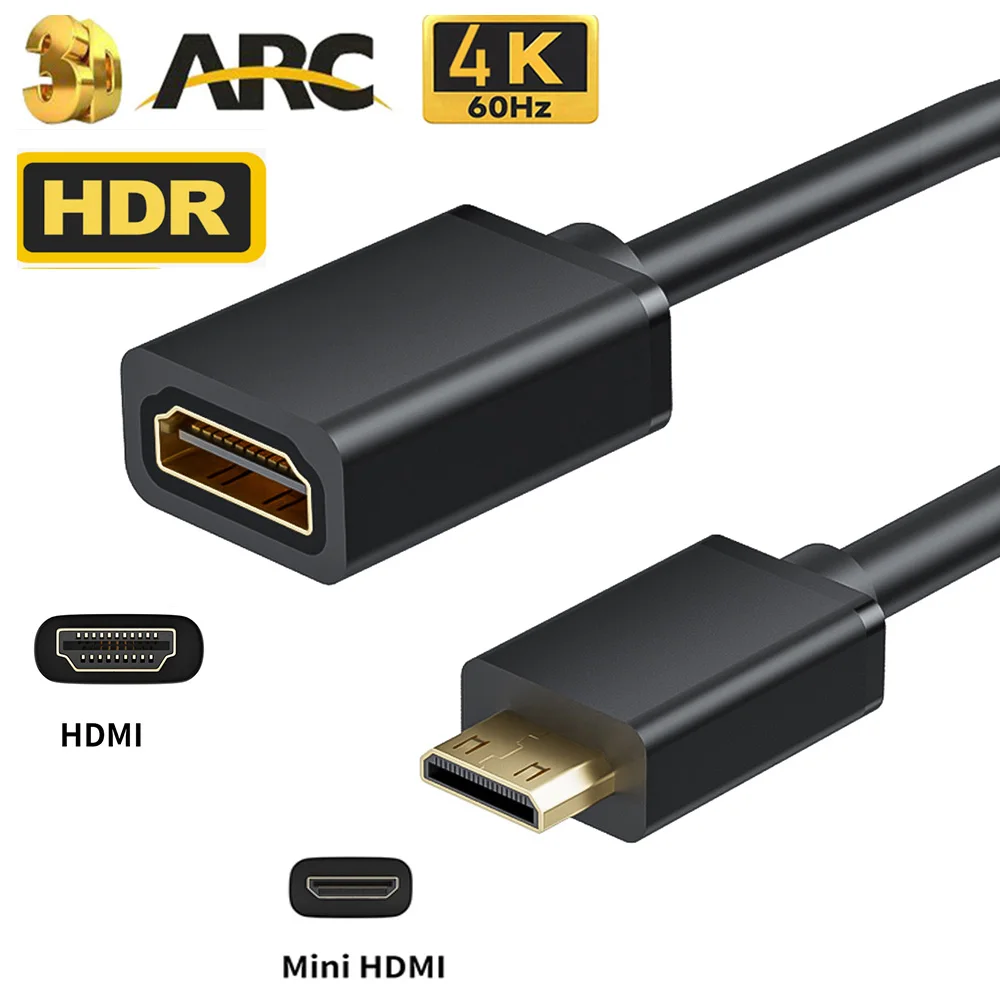 Cable mini HDMI a HDMI cable HDMI tipo C HDMI ultracorto Mini HDMI cable para cámara digital tabletas portátil 4K 60Hz HDMI 2,0