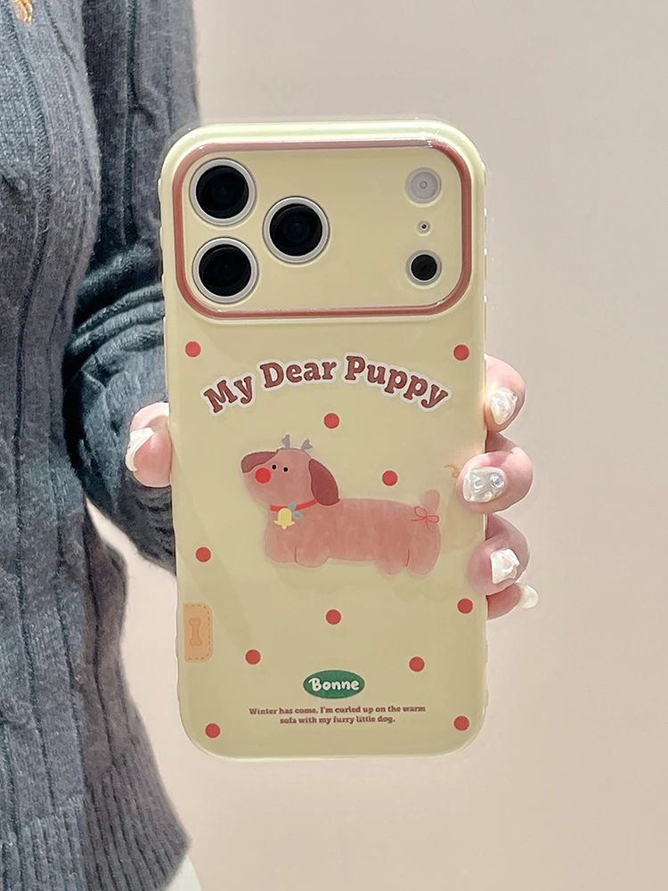 Ins Popular 3D Navidad cachorro perro lunares TPU funda de teléfono para iPhone 17 16 15 14 13 Pro Max corazón lateral parachoques contraportada - imagen 4