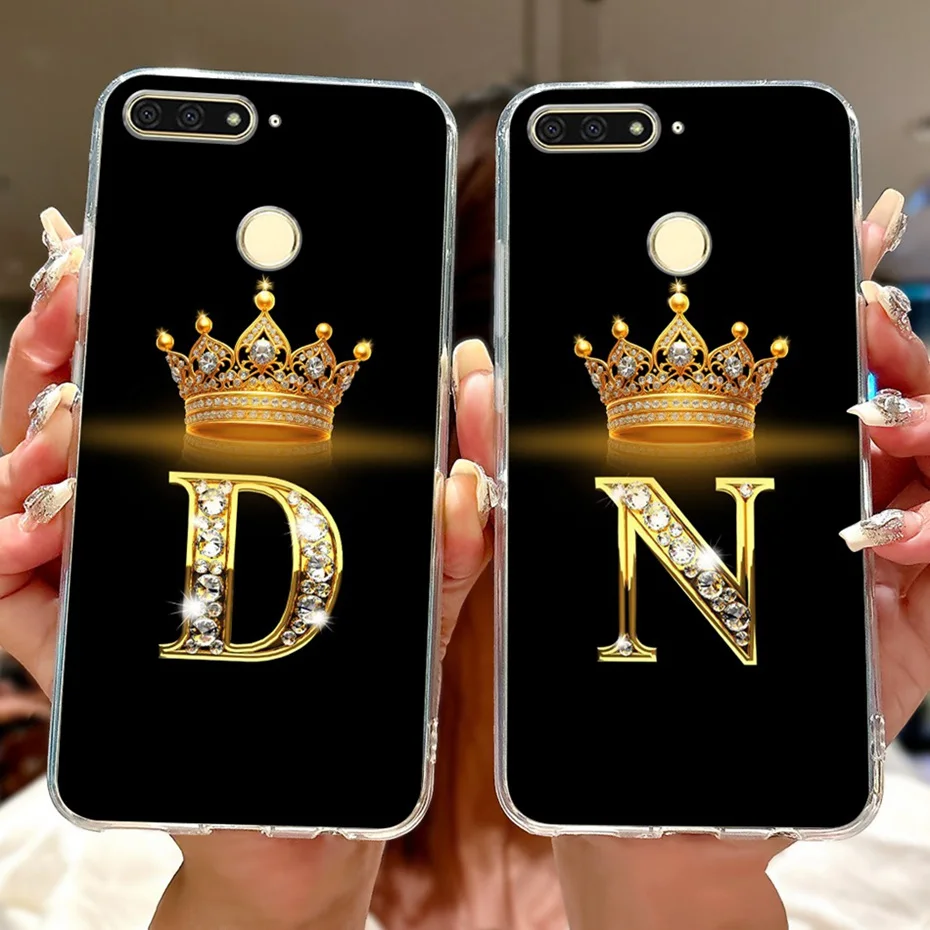 Mode Lettre Téléphone Cas Pour Honor 7A Pro AUM-L29 AUM-L33 Clair TPU Mince Couverture Arrière Pour Honor7A 7 A Pro Étuis En Silicone Souple - imagen 2