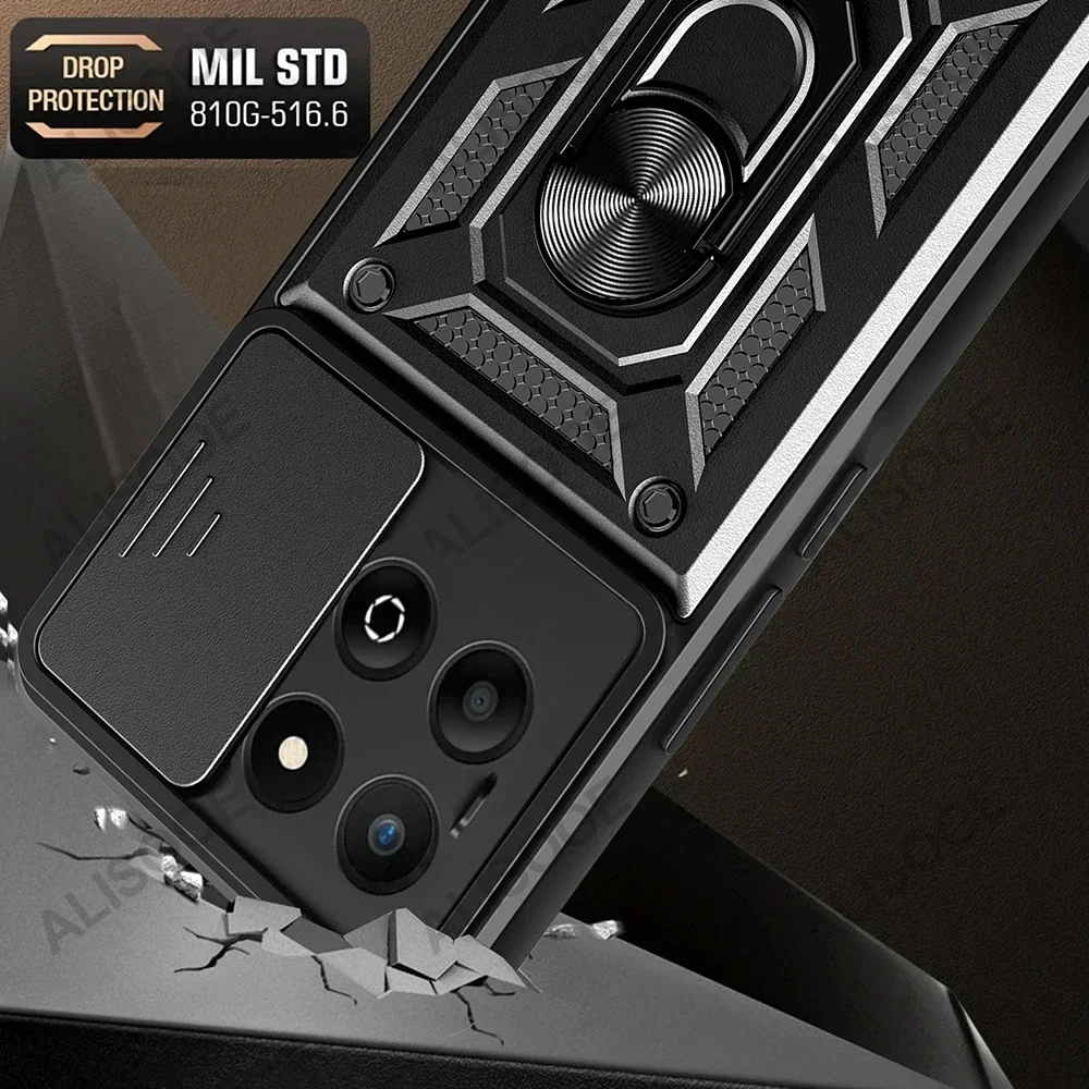 Funda para Honor X8C X7C 4G, Funda deslizante para lente de cámara, soporte de anillo, Funda de teléfono a prueba de golpes para Honor X7C Capa - imagen 5