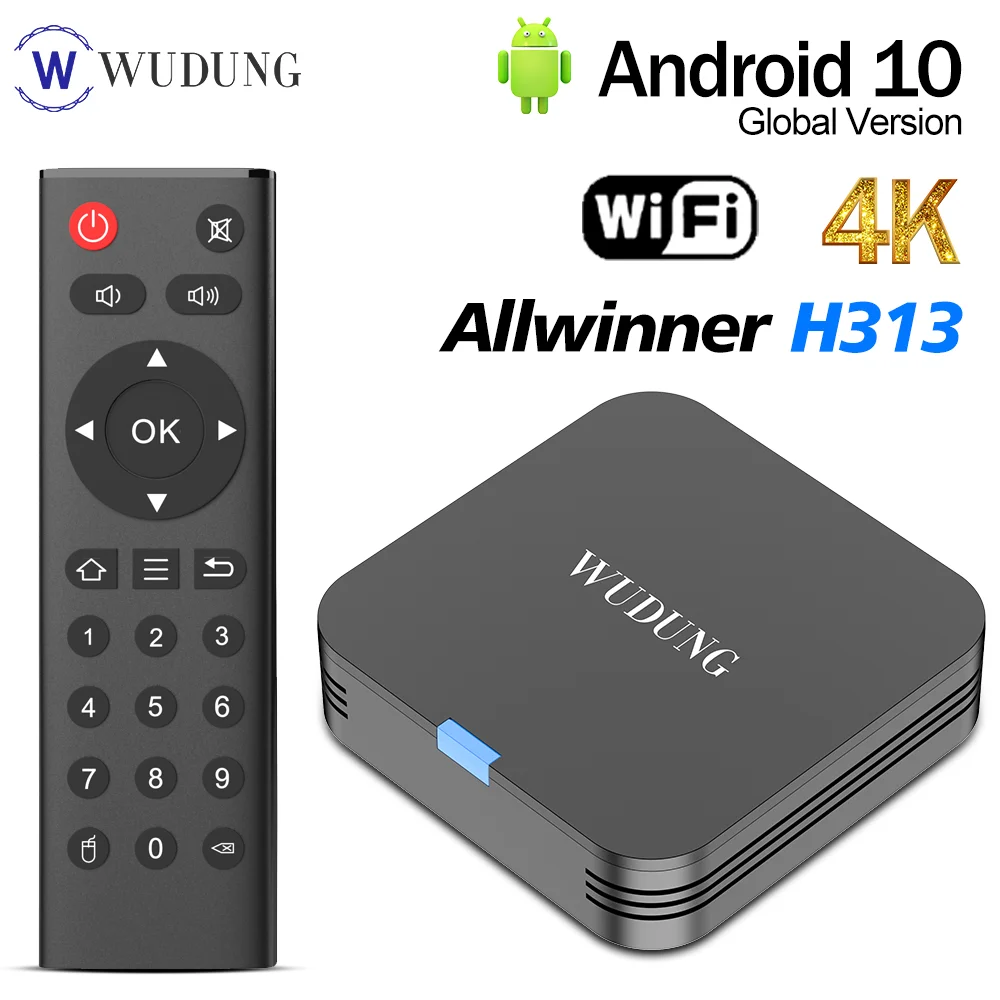 Wudung TX1 Mini Android 10 Smart TV Box Allwinner H313 2,4G Wifi 4K HD 2GB 16GB decodificador reproductor multimedia TV stick