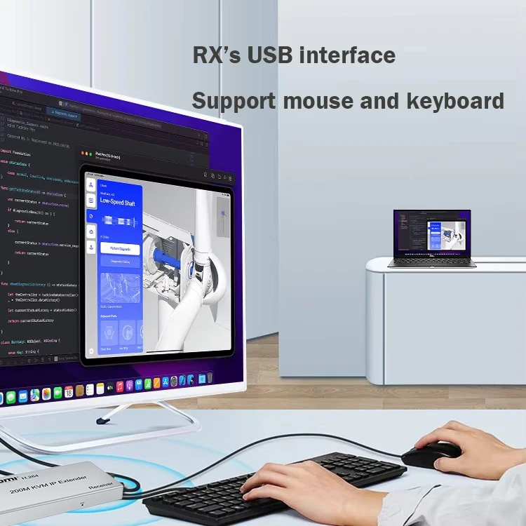 Extensor IP H.264 HDMI KVM sobre Ethernet Cable RJ45 CAT6 200M 1080P HDMI KVM extensor compatible con teclado de ratón USB para PC NVR TV - imagen 5