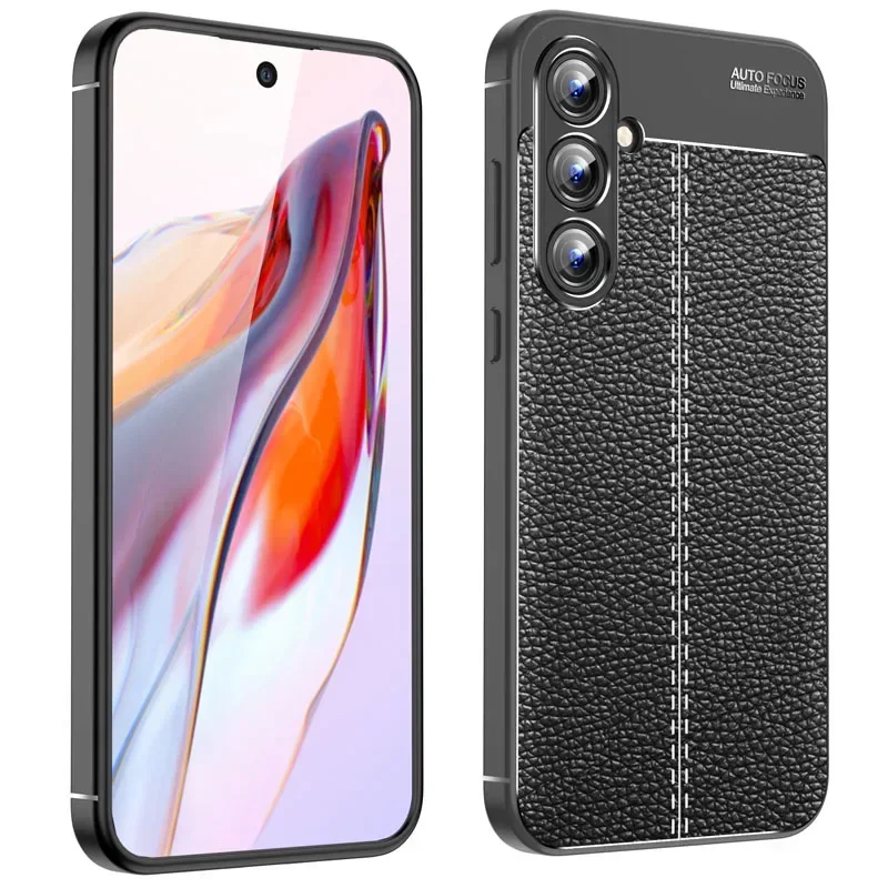 Para Galaxy A35 A55 Lichee Series TPU Gel Case, Anti-Shock Rugger Armor TPU Case para Samsung Galaxy A25 A05 A05S