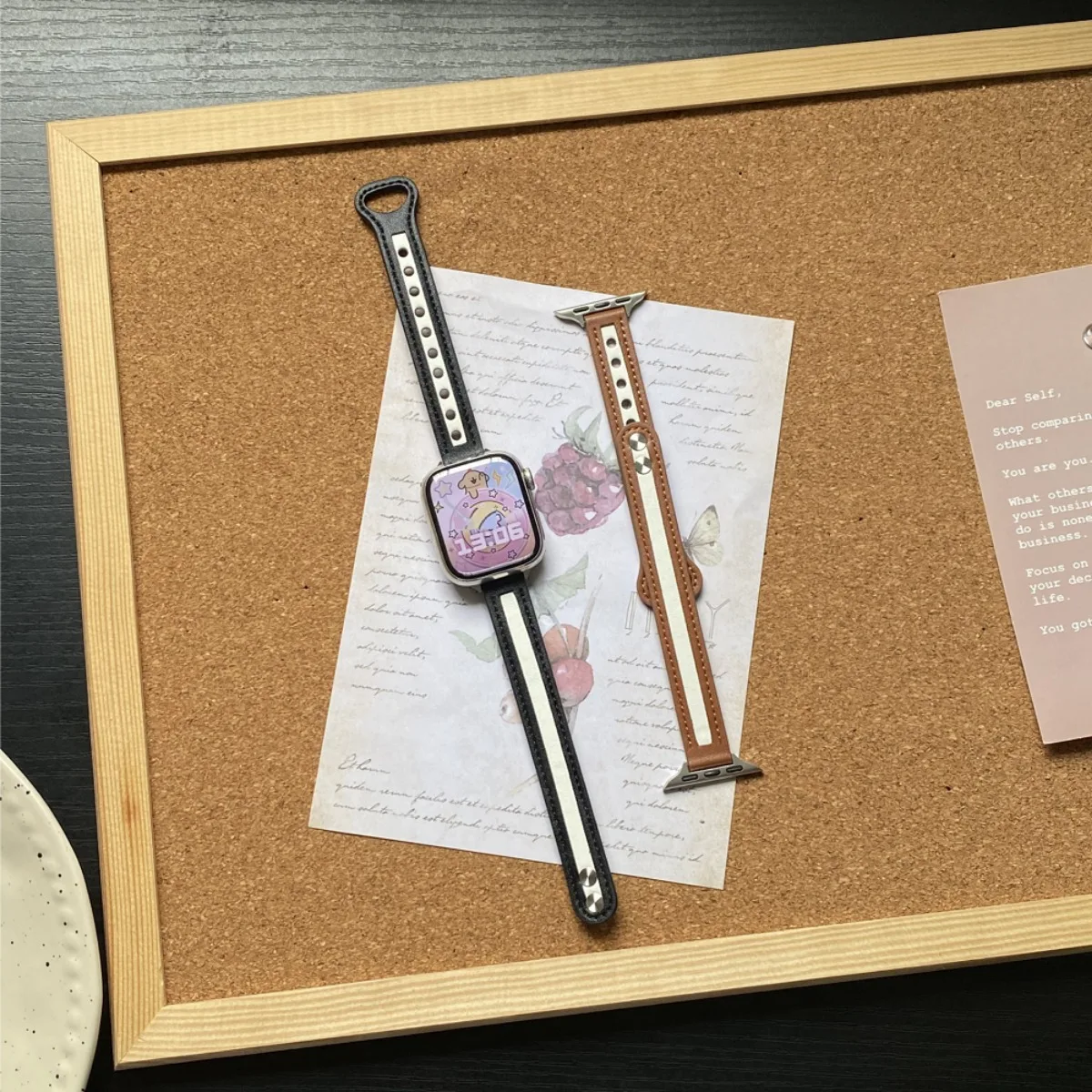 Correa de reloj para Apple Watch 42/44/45/46/49mm 40/41mm correa de reloj de moda de cuero PU para reloj serie Ultra2 11/10/9/8/7/6 - imagen 3