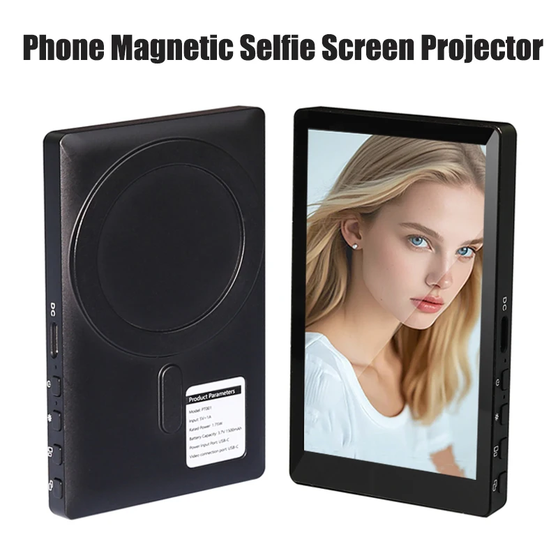 Monitor de Selfie magnético para teléfono, proyector de pantalla, cámara trasera para teléfono inteligente, transmisión en vivo de Selfie Vlog para Android iPhone 14 15 16
