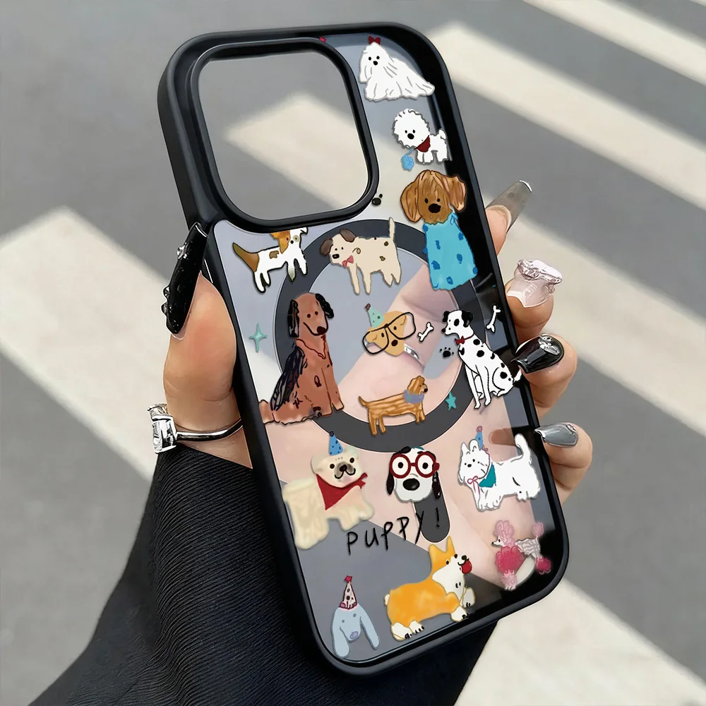 Funda de teléfono de animales magnética de lujo para iPhone 17 Pro Max 16 13 11 15 14 12 17promax cubierta mate acrílica a prueba de golpes con cordón - imagen 2