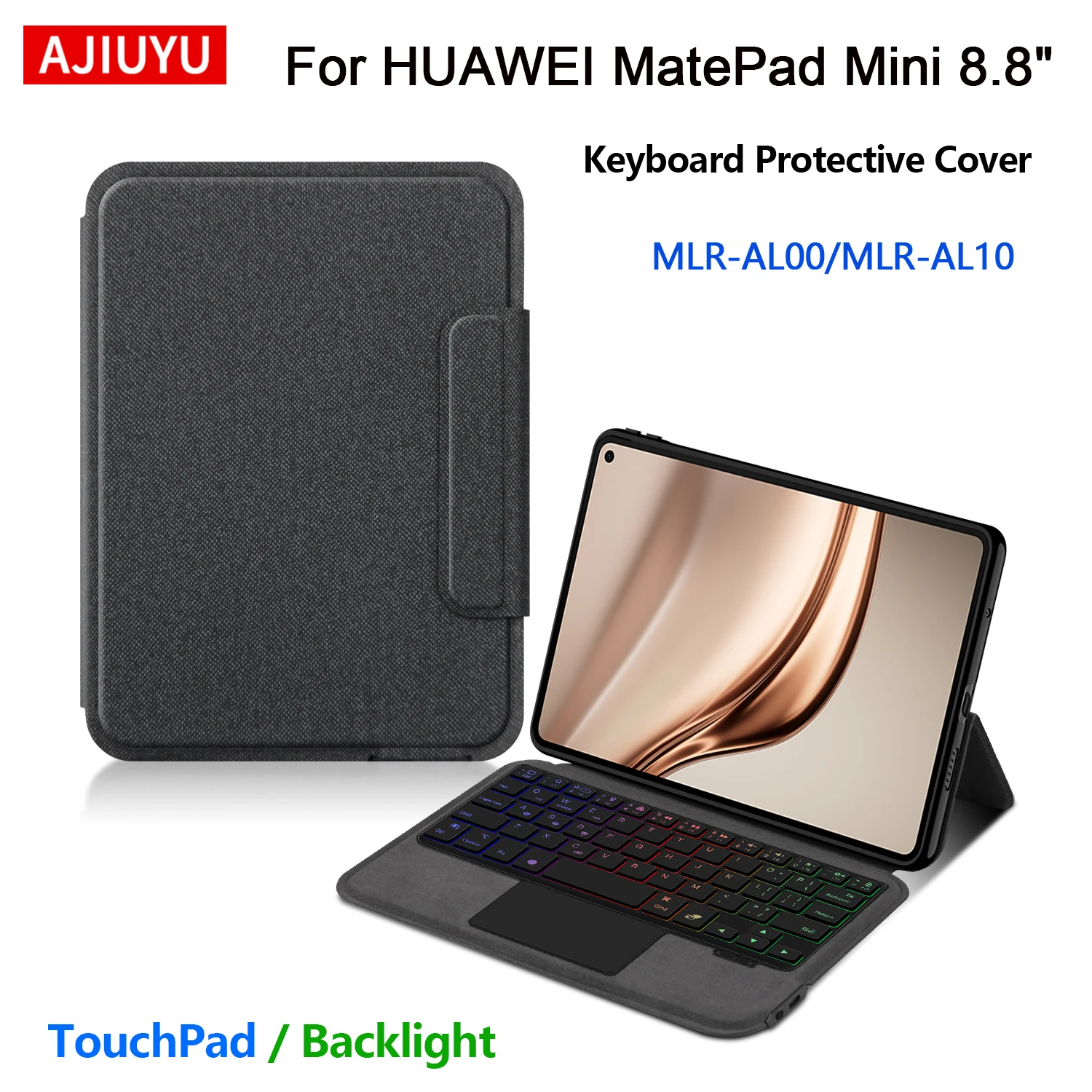 Funda con teclado para HUAWEI MatePad Mini 2025, funda para tableta de MLR-AL00 MLR-AL10 de 8,8 pulgadas, funda para teclado inteligente mágico, retroiluminación con panel táctil