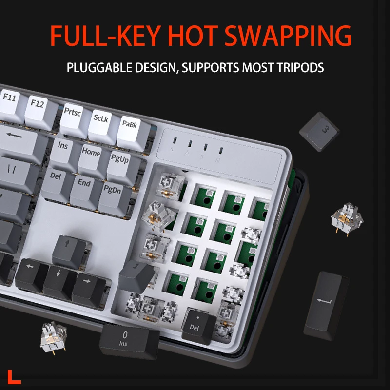 ZIFRIEND-Teclado mecánico ZT104, estructura de junta, 104 teclas, con cable, USB tipo C, compatible con intercambio en caliente, LED para juegos - imagen 4