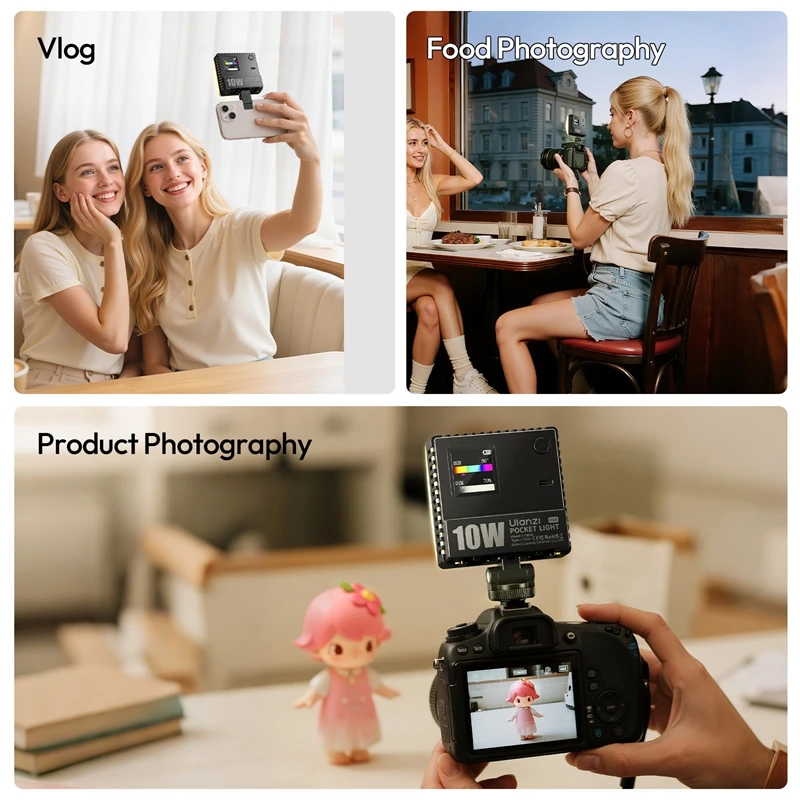 Ulanzi C10RGB Pocket Power 10W RGB luz de vídeo luz de relleno para cámara de teléfono inteligente portátil trípode 1800K-9000K CCT RGB modo de escena - imagen 2