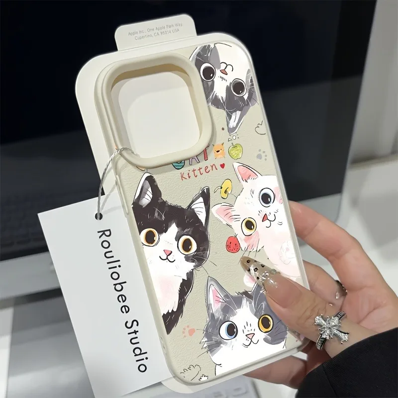 Funda de teléfono con diseño de lichi de gato bonito para iPhone 17 16 15 14 13 12 11 Pro Max XS X XR 16 Plus 17 Air 16E, funda suave de TPU a prueba de golpes - imagen 4