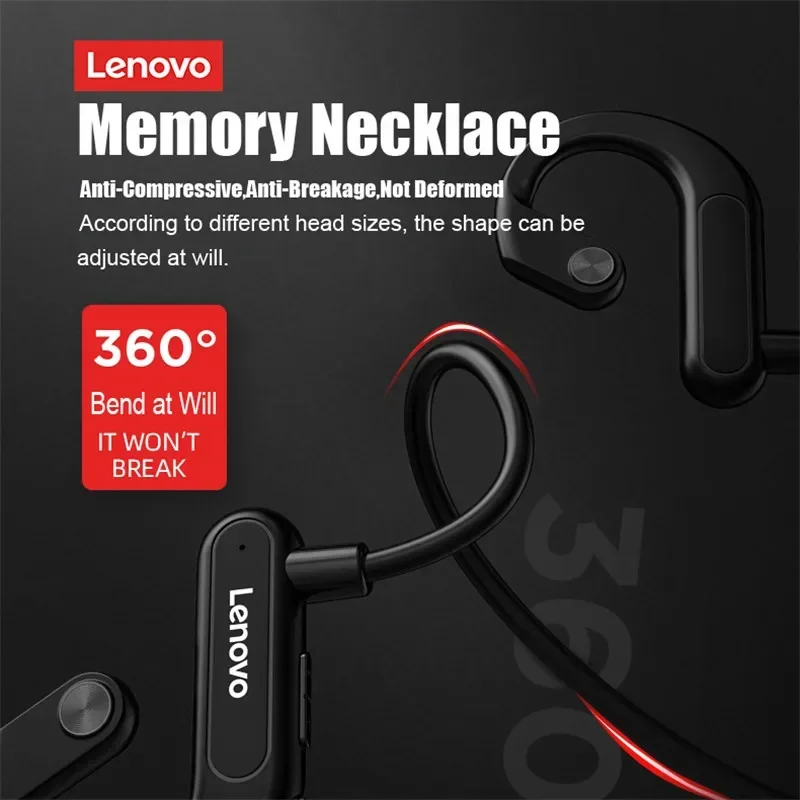 Lenovo-auriculares de conducción ósea con Bluetooth 5,3, inalámbricos deportivos, TWS, gancho para la oreja, resistentes al agua, para correr y conducir - imagen 4
