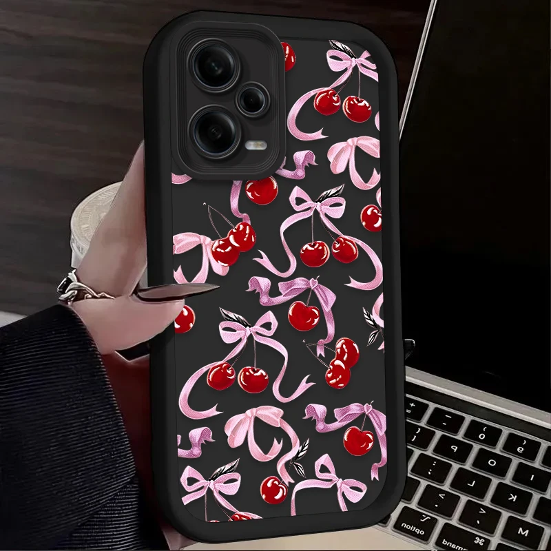 Funda blanda con lazo de cereza para Xiaomi Redmi Note 13 14 12 11 Pro Plus 5G 14S 12S 11S 10S 10 9 Redmi 14C 13C 12C 12 4G - imagen 4