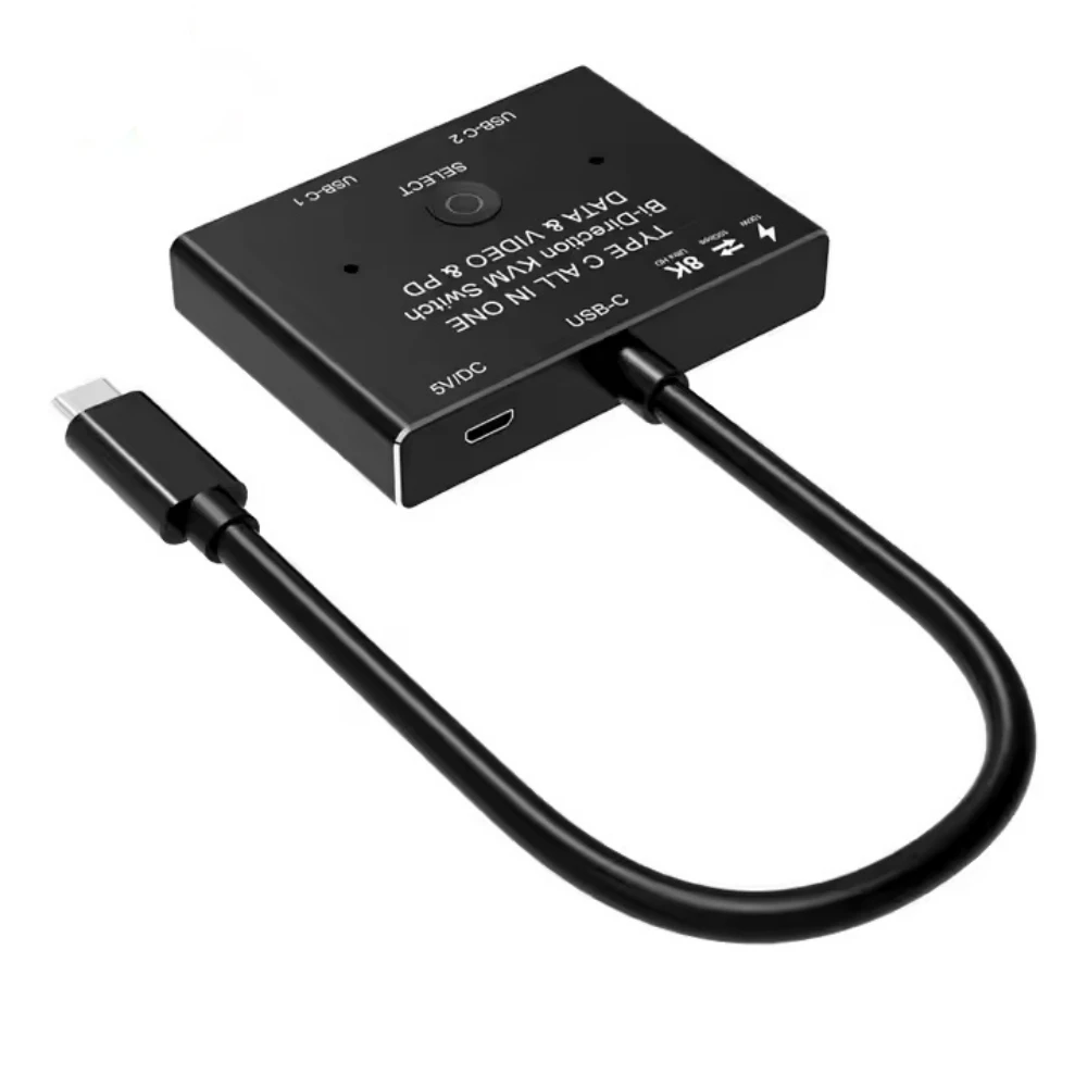 Conmutador bidireccional USB C, divisor tipo C, 100W, 2x1/1x2, conmutador de vídeo y datos KVM bidireccional 8K para Monitor de ordenador, fuente múltiple