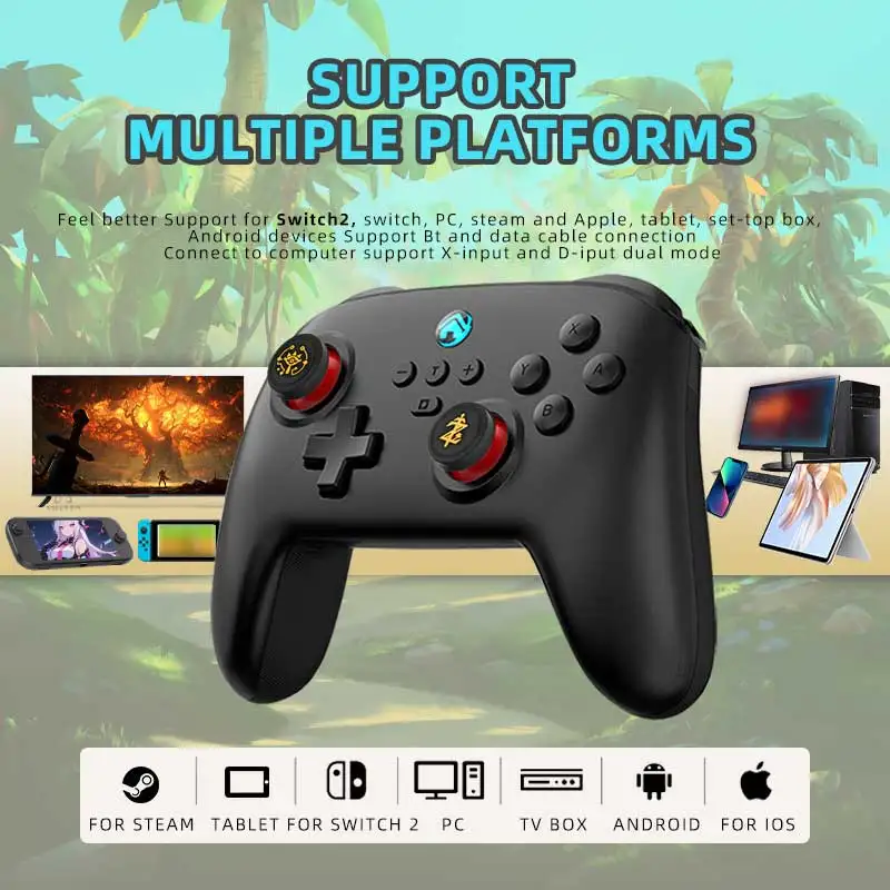VILCORN 2025 Gamepad inalámbrico para Nintendo Switch 2 Pro controlador para Switch Series BT Joystick con pulgares de gran altura - imagen 2